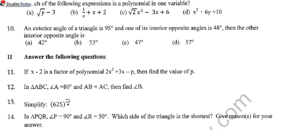 Cbse Class 9 Mathematics Sample Paper Set O Solved